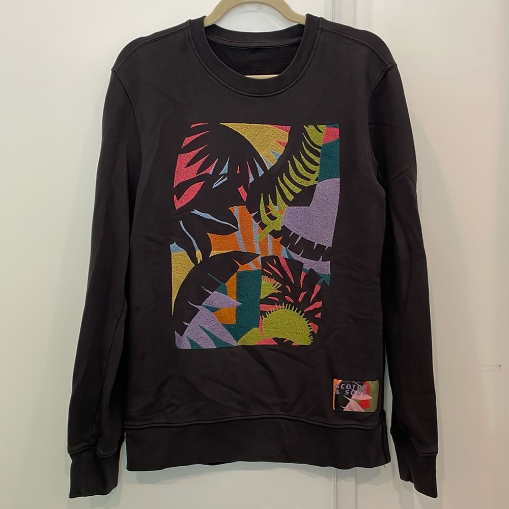 Scotch & Soda Grey Graphic Crewneck Sweatshirt